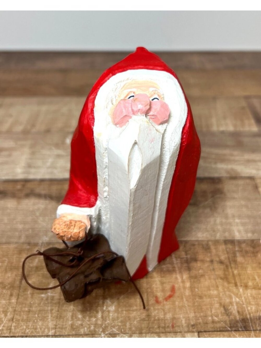 Dept 56 Wooden Santa Claus Figurine With Red Cloak & Boot Holiday Decoration